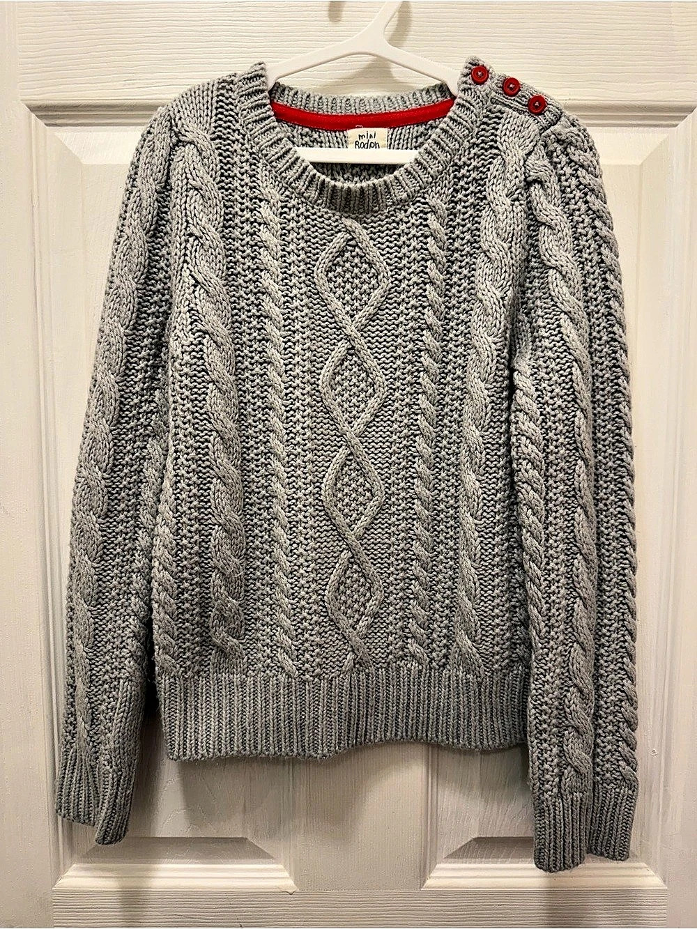 mini boden Cable Knit Sweater in Gray 7-8Y